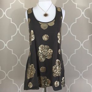 Large steel gray and gold sequence tank EUC